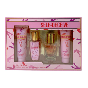 Set parfum de damă, parfum de corp, cremă de corp și gel de duș