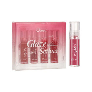 Set 4 rujuri lichide O'Cheal, iluminator cu pompiță, rimel, spray fixare machiaj