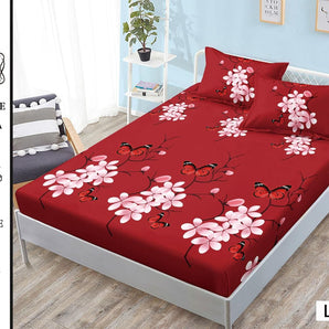 Cearceaf cu elastic + 2 fețe de pernă 180x200  - fluturi și sakura