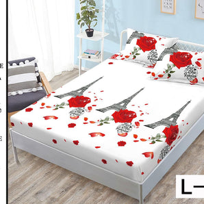 Cearceaf cu elastic + 2 fețe de pernă 180x200  - pene gri și fluturi
