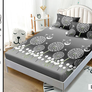 Cearceaf cu elastic + 2 fețe de pernă 180x200  - inimi galbene și negre