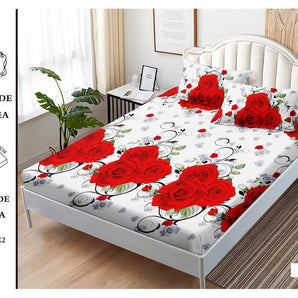 Cearceaf cu elastic + 2 fețe de pernă 180x200  - leopard furios